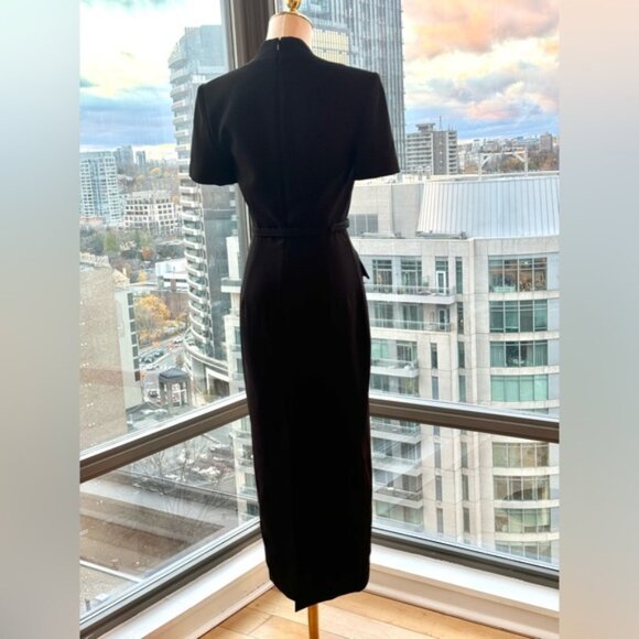 🆕 ROLAND MOURET 🧿 NWOT Belted Cady Midi Dress, Black - Sz UK 6 / US 2 - Picture 7 of 16